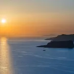 Golden Sunrise In Santorini Kamári